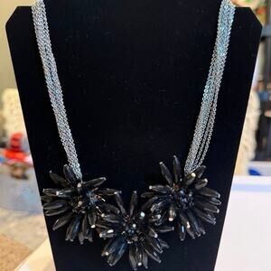 Black Dahlia Flower Multi-Strand Statement Necklace